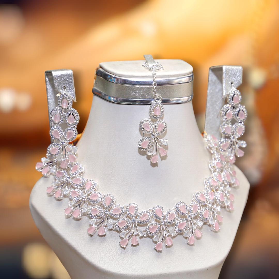 Bridal Silver Plated Zircon Necklace